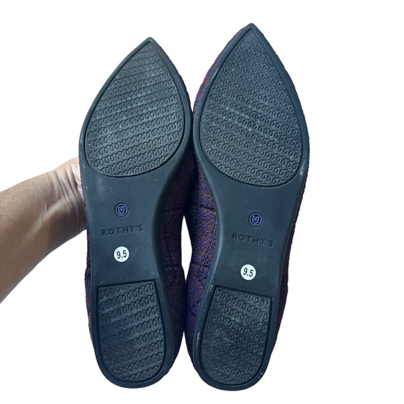 Rothy's Cranberry Plaid Points Brand New Retired Size 9.5 - Picture 8 of 9